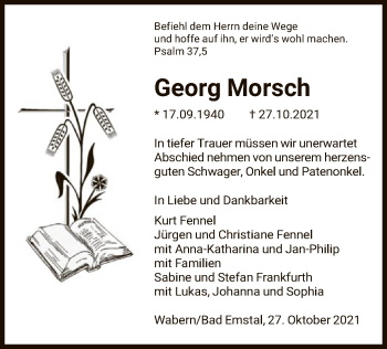 Traueranzeige von Georg Morsch von HNA