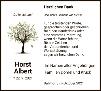Traueranzeige von Horst Albert von HNA