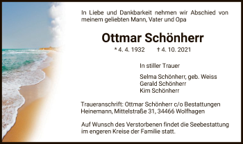 Traueranzeige von Ottmar Schönherr von HNA