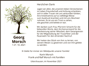 Traueranzeige von Georg Morsch von HNA