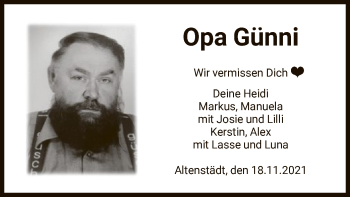 Traueranzeige von Günni  von HNA