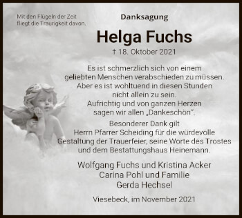 Traueranzeige von Helga Fuchs von HNA