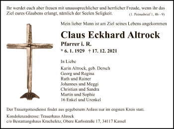 Traueranzeige von Claus Eckhard Altrock von HNA
