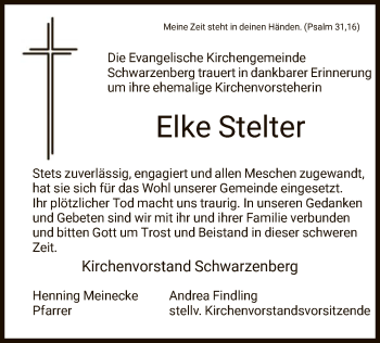 Traueranzeige von Elke Stelter von HNA