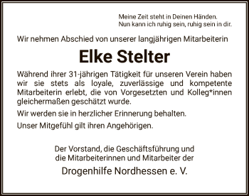 Traueranzeige von Elke Stelter von HNA