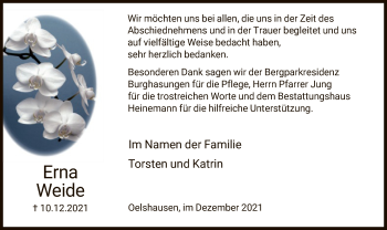 Traueranzeige von Erna Weide von HNA
