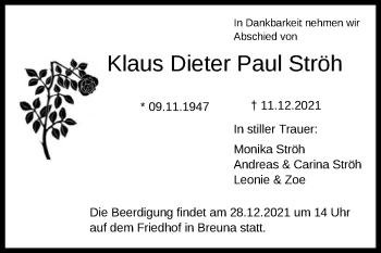 Traueranzeige von Klaus Dieter Paul Ströh von HNA