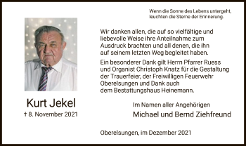 Traueranzeige von Kurt Jekel von HNA