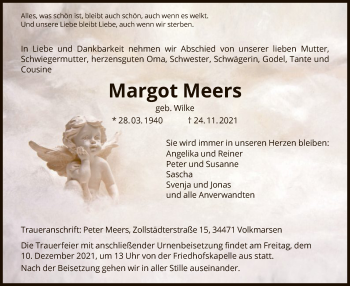 Traueranzeige von Margot Meers von HNA