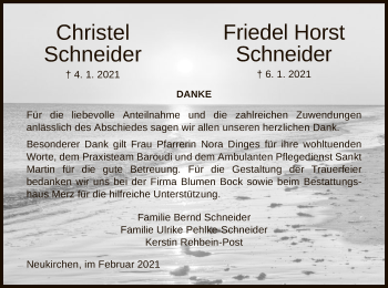 Traueranzeige von Christel und Friedel Horst Schneider von HNA