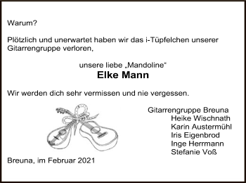 Traueranzeige von Elke Mann von HNA