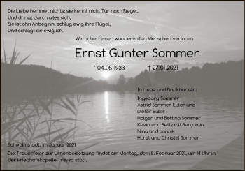 Traueranzeige von Ernst Günter Sommer von HNA