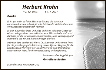 Traueranzeige von Herbert Krohn von HNA