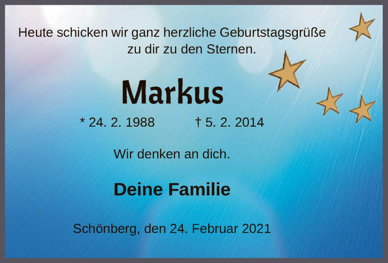  Traueranzeige für Markus Ganz vom 24.02.2021 aus HNA