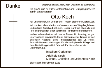 Traueranzeige von Otto Koch von HNA