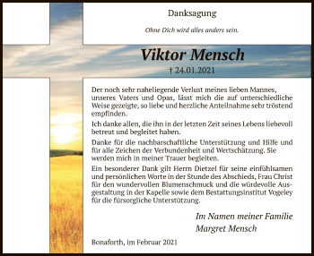 Traueranzeigen Von Viktor Mensch | Trauer.HNA.de