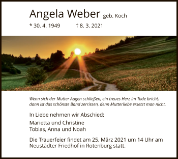 Traueranzeige von Angela Weber von HNA