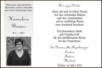 Traueranzeige von Hannelore Benner von HNA