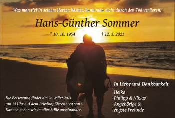 Traueranzeige von Hans-Günther Sommer von HNA