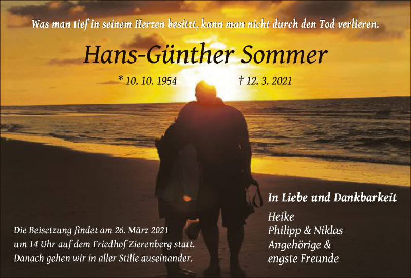  Traueranzeige für Hans-Günther Sommer vom 20.03.2021 aus HNA