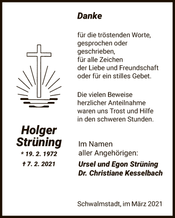 Traueranzeige von Holger Strüning von HNA