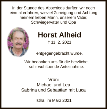 Traueranzeige von Horst Alheid von HNA