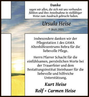 Traueranzeige von Ursula Heise von HNA