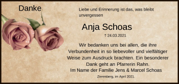 Traueranzeige von Anja Schoas von HNA