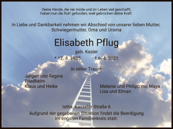 Traueranzeige von Elisabeth Pflug von HNA