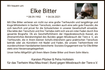 Traueranzeige von Elke Bitter von HNA