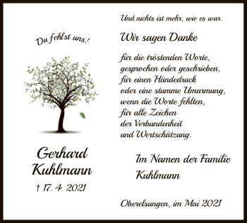 Traueranzeige von Gerhard Kuhlmann von HNA