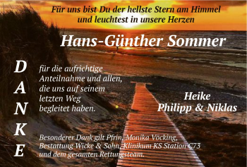 Traueranzeige von Hans-Günther Sommer von HNA