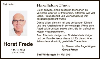 Traueranzeige von Horst Frede von WLZ