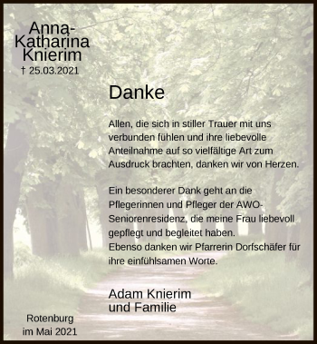 Traueranzeige von Anna-Katharina Knierim von HNA