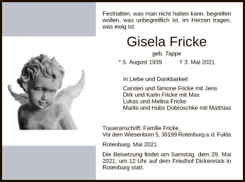 Traueranzeige von Gisela Fricke von HNA