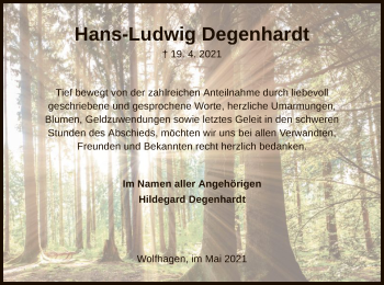 Traueranzeige von Hans-Ludwig Degenhardt von HNA