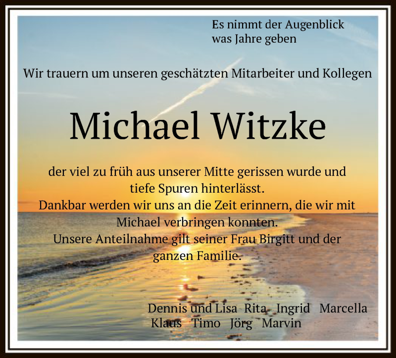  Traueranzeige für Michael Witzke vom 29.05.2021 aus HNA