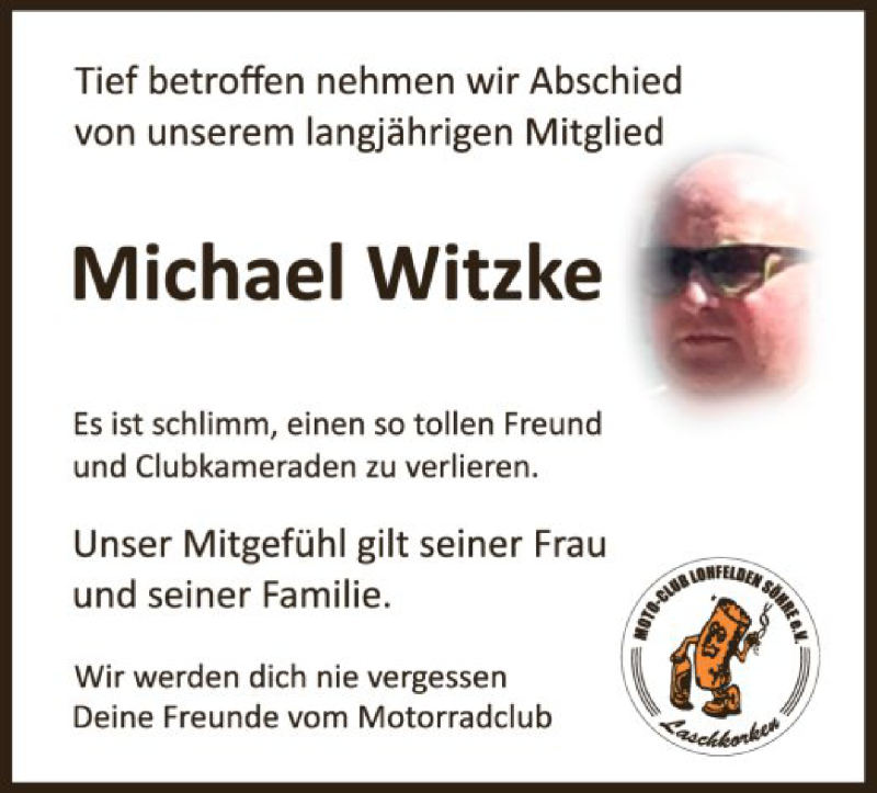  Traueranzeige für Michael Witzke vom 29.05.2021 aus HNA