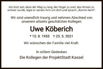 Traueranzeige von Uwe Köberich von HNA