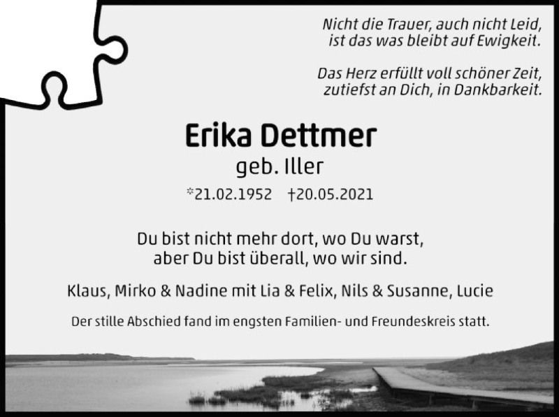  Traueranzeige für Erika Dettmer vom 12.06.2021 aus HNA