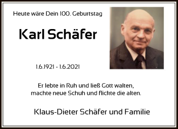 Traueranzeige von Karl Schäfer von HNA