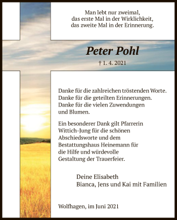 Traueranzeige von Peter Pohl von HNA