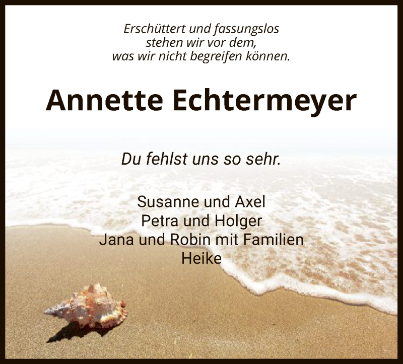  Traueranzeige für Annette Echtermeyer vom 24.07.2021 aus HNA