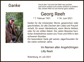 Traueranzeige von Georg Reeh von HNA