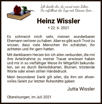Traueranzeige von Heinz Wissler von HNA