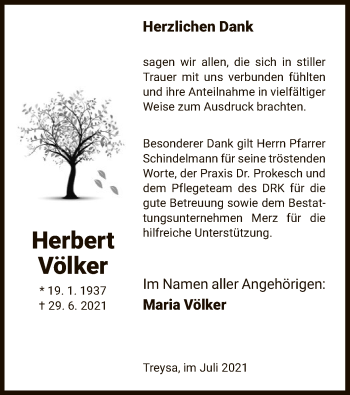 Traueranzeige von Herbert Völker von HNA