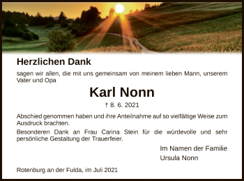 Traueranzeige von Karl Nonn von HNA