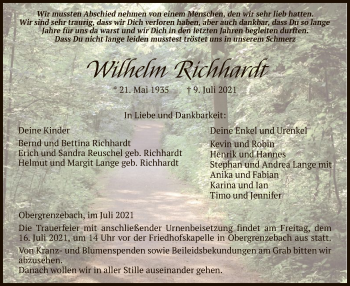 Traueranzeige von Wilhelm Richhardt von HNA