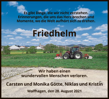 Traueranzeige von Friedhelm  von HNA