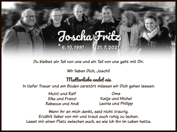 Traueranzeige von Joscha Fritz von HNA